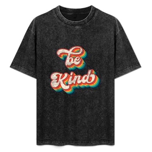 QIANJIAOMEN Be Kind Anti Bullying Awareness Prevention Men T-Shirt Print Hip Hop Tee Black Unisex Tee S