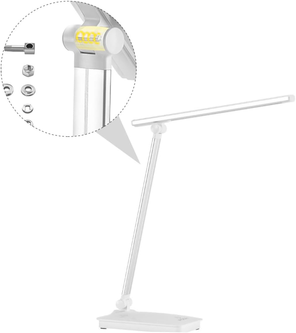 USB Rechargeable Led Desk Lamp Brightness Eye-Caring Light for Home Office Silver Finish Built Battery Includes USB Charging Cable
