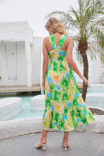 Image of GRACE KARIN Womens Summer Floral Dresses 2026 Boho Maxi Dress Flowy Halter Sundress Casual Vacation Beach Clothes with Pocket