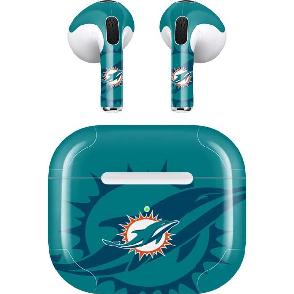 Skinit Decal Audio Skin Compatible with Apple AirPods (3rd Gen, 2021) - Officially Licensed NFL Miami Dolphins Double Vision Design