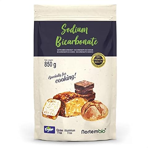 Nortembio Organic Bicarbonate of Soda 850 g. Baking Soda. Food Grade. Especially for Cooking. Premium Quality. E-Book Included Cover
