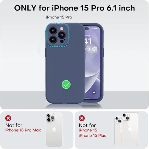 Image of mobistyle Designed for iPhone 15 Pro Cover | Soft Silicone Slim Protective | Microfiber Lining Anti-scretch | iPhone 15 Pro Back Cover Case (Blue)
