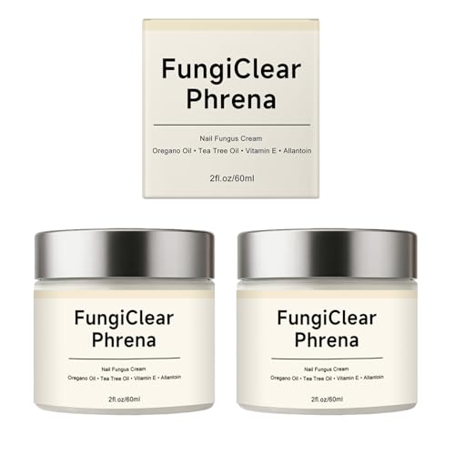 FungiClear Phrena Nail Care Cream Toenail Nail Repair for Damaged Strength & Nail Growth Tea Tree Oil Oregano Oil Vitamin E 60ml 2.03fl.oz (2pcs)