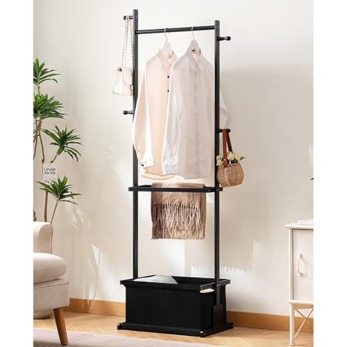 Perchero de bambú elegante con ganchos modernos para pared 8