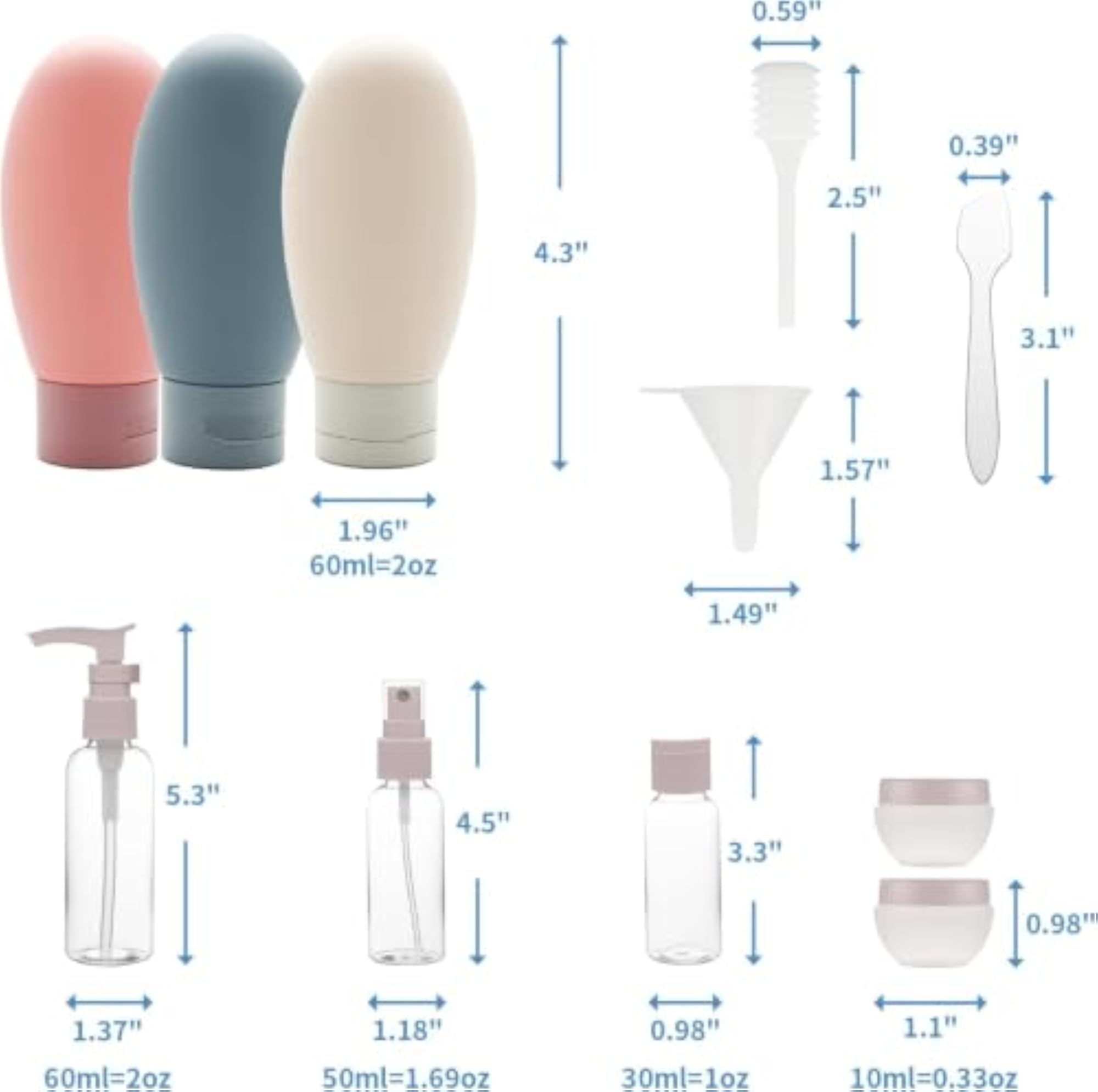 11pcs Travel Bottles Kit for Toiletries