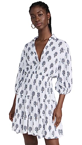 Playa Lucila Women's Collared Dress, Blue Print, L