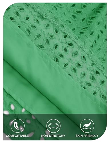 MEROKEETY Women's Hollow Out Lace Blouse Eyelet Embroidery Puff Long Sleeve V Neck Fall Boho Top Shirts4