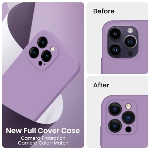 Image of FireNova Designed for iPhone 14 Pro Case, Silicone Upgraded [Camera Protection] Phone Case, Soft Anti-Scratch Microfiber Lining Inside, 6.1 inch, Light Purple