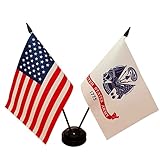 America & Army Gold Crest Twin Desk Flag, U.S. Army and American Table Flag, 8 x 5 Inches Military O