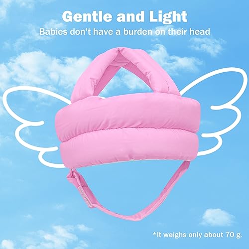 Image of Baby Head Protector Baby Helmet for Crawling Walking, No Bumps Safety Head Adjustable Protective Cap for Walking, Playing (Pink)