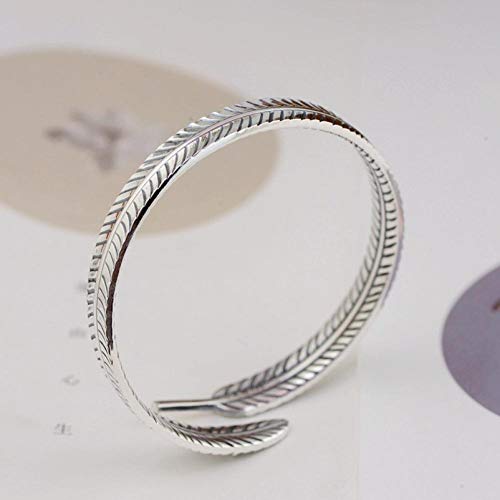 Bracelet plume femme jonc ouvert ajustable style ethnique antique