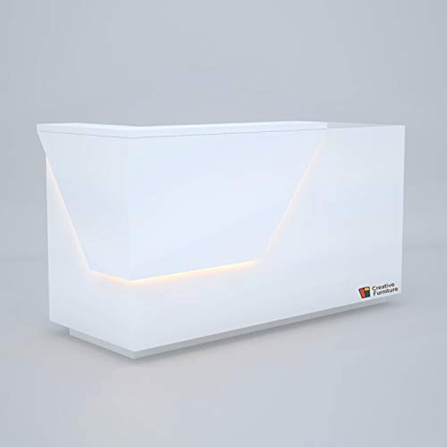 Creative Furniture Wooden Snow Module Series Modern Reception Desk with 3-Drawer Pedestal in White Laminate Finish(L 1400mm x D 600mm x H 760mm/1100mm)