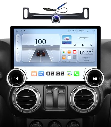 Car Stereo Radio Replacement Upgrade for Jeep Wrangler JK 2007-2018 Dodge Ram Pickup 2009-2012 Wired Wireless CarPlay Android Auto GPS Navigation Touchscreen Head Unit (Double Knobs 4+64) - image 1