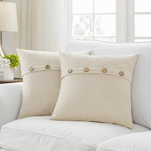 Meekio Set of 2 Light Beige Square Pillow Covers 16