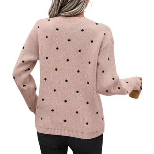 Polka Dot Sweater Women Crew Neck Long Sleece Tunic Tops Polka Dot Top - image 2