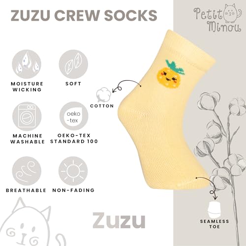 Zuzu Seamless-Toe Turkish Cotton Crew Socks - Cute Patterns 6-Pack Baby & Toddler Socks2
