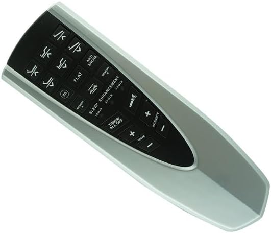 En ángulo view of the remote control, highlighting the button layout