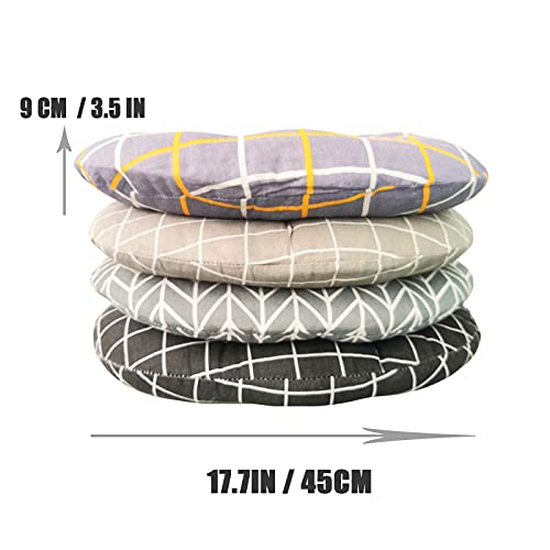 Aomine Round Floor Cushions Outdoor Seat Cushions Floor Pillow Pad For Patio Chairs Garden Balcony Yoga Living Room Sofa Office Diameter 18" (Gray Plaid) #TOP1