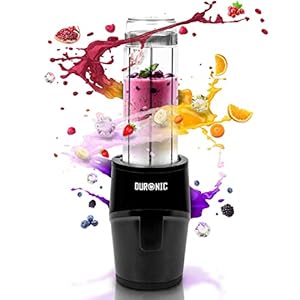 Duronic BL510 mini blender, 570 ml drinkfles, elektrische mixer 500W, sapcentrifuge roestvrijstalen messen, 2-in-1 smoothie maker, BPA vrij, proteïne fitness, babyvoeding hooggeleidingsmixer