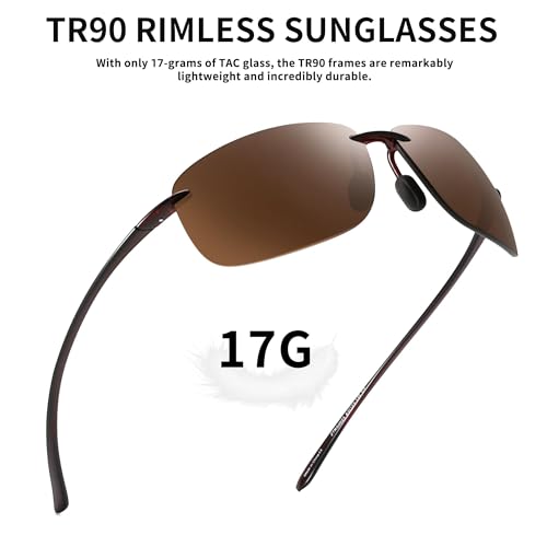 JIM HALO Óculos de sol esportivos para homens e mulheres TR90 armação sem aro para corrida, pesca, c