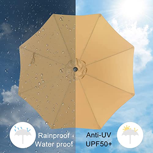 Parasol de jardín 9 pies CLSDRZC sombrilla de mercado exterior con manivela para césped 7