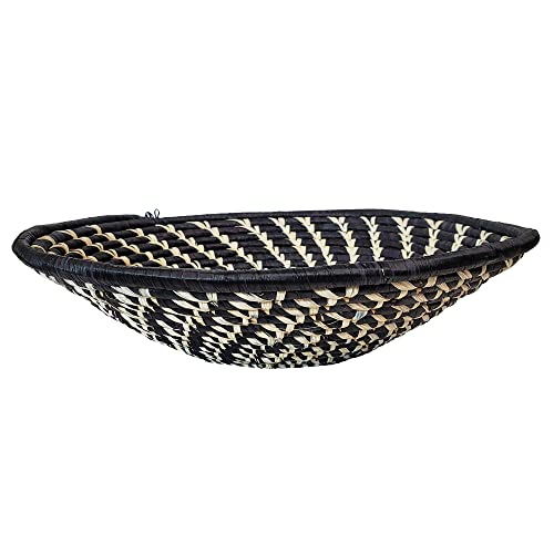 Stoneage Arts Hand Woven African Tribal Bowl Baskets By the Women of Rwanda. Awesome Colors Combinations Using Sweetgrass and Sisal Stunning Mesmerizing Wall Display, (Black, All Natural)