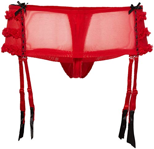 Rene Rofe womens Crotchless Mesh Skirted adult exotic thong underwear, Red, Small-Medium US - Thumbnail 2