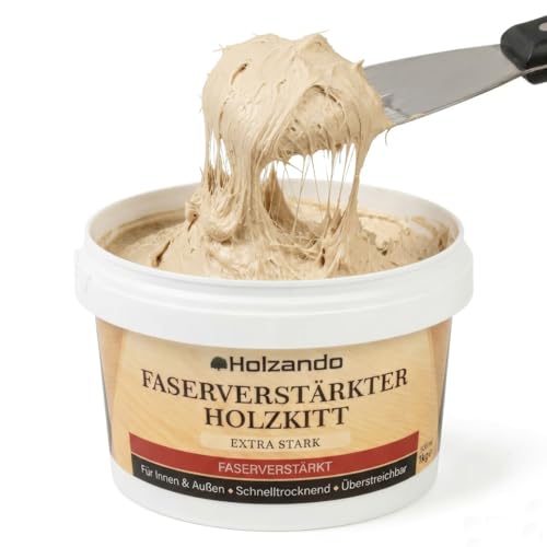 Holzando Faserverstärkter Holzkitt Extra Stark Holzspachtelmasse für Holz OSB & Wände Holz Reparaturset für Innen & Außen Fensterkitt Holzpaste Wood Filler Naturholz 12-250gr