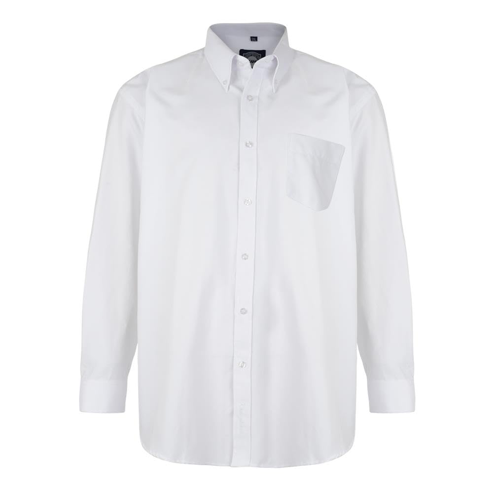 Kam Men's White Casual Long Sleeve Oxford Shirt For In 4XL