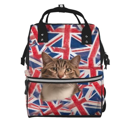 Sac à langer ordinateur portable à motif drapeau britannique, sac à dos voyage noir