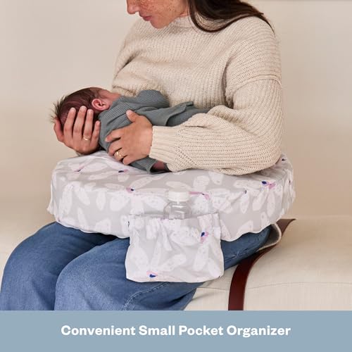 Image of My Brest Friend Original Nursing Pillow Cover - Slipcovers for Baby - Adjustable Fit, Easy Care, Durable - Original Nursing Pillow Not Included, Platinum Posies