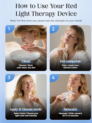 GIHWRRI Red Light Therapy for Face and Neck, 7-Color Face Massager Tool for Anti-Aging & Wrinkle Reduction, Rechargeable LED Phototherapy Device with Heat & Vibration, At-Home Skincare Gift for Women — view 5