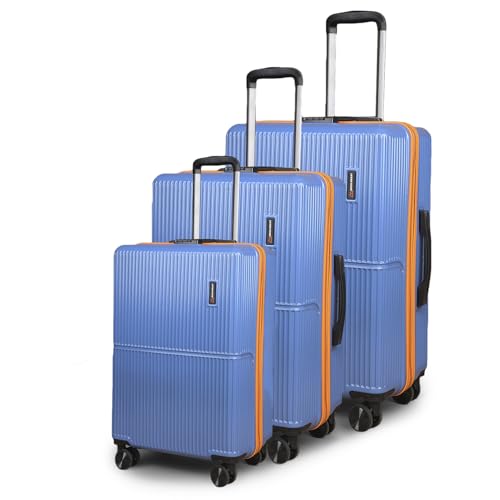 Image of Move-Meant Set of 3 Glide Small Cabin,Medium & Large Check-in Suitcase | 55 Cm,66 Cm & 75 Cm| 360 Degree 8 Wheels Number Lock Polycarbonate MAT. Blue Trolley Bag | Luggage for Travel - Pack of