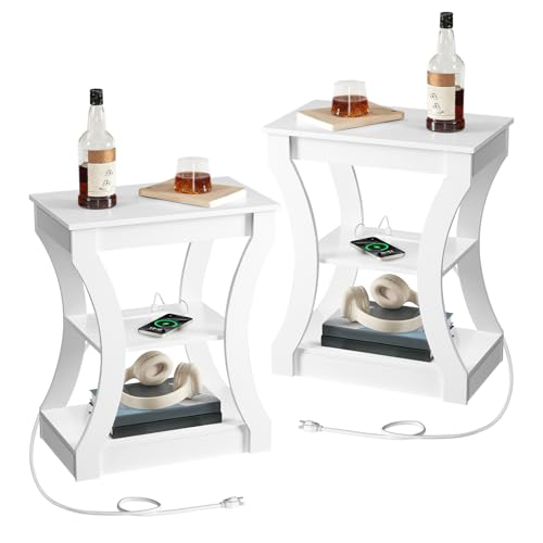 MAHANCRIS End Tables Living Room Set of 2, White End