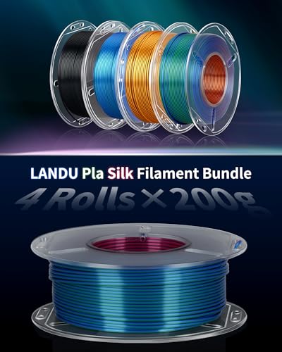 Image of LANDU Silk PLA 3D Printer Filament Bundle, Shiny Dual Color Filament 1.75mm Pack, Multi Color Change 3D Printing Filament for Most FFF 3D Printer,Dimensional Accuracy + /-0.02mm,200g x 4 Spools