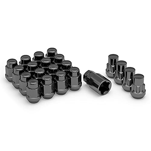 White Knight 791707SBKAM Black Chrome M12x1.50 Bulge Acorn Lug Nut Kit with Wheel Locks, 20 Pack