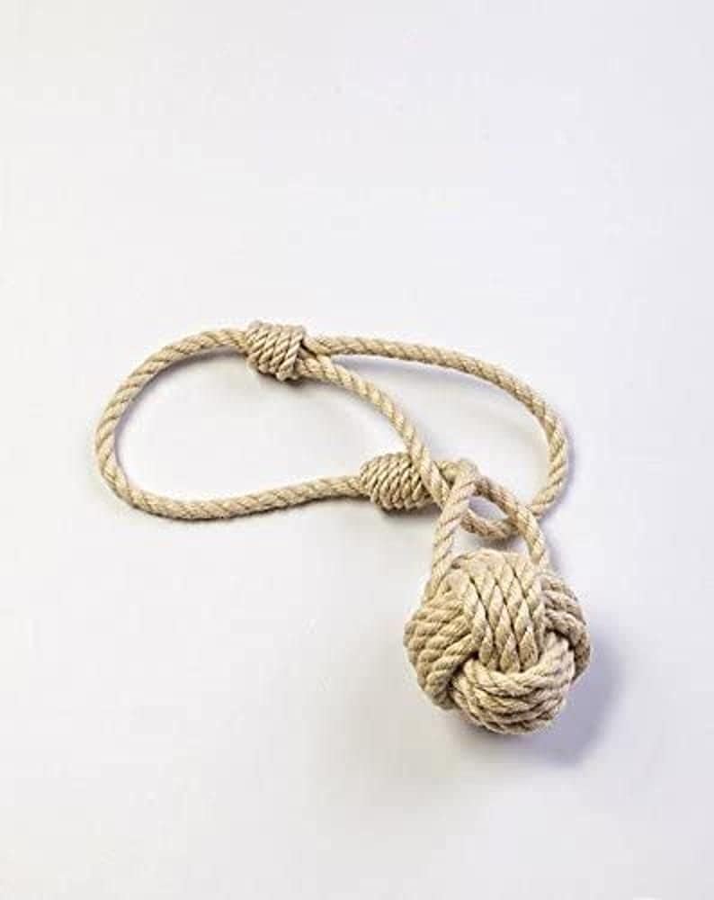 NauticalMart Large Knot Hemp Rope Curtain Tieback Halloween Decor