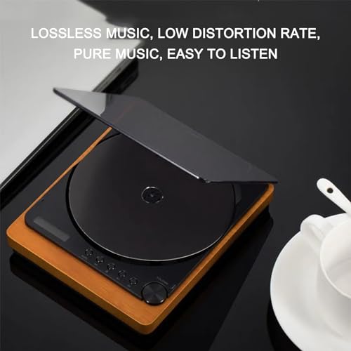 Lettore CD portatile con Bluetooth 5.0, riproduzione senza perdite USB, display LCD, telecomando, uscita ottica per l'intrattenimento domestico e stile vintage