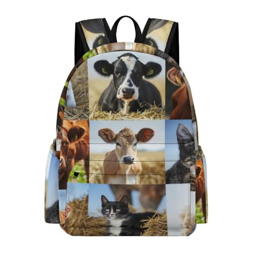 Sac à dos université à motif cheval et mouton avec compartiments spacieux