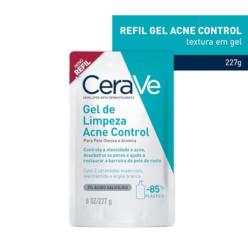 CeraVe, Refil Gel de Limpeza Acne Control Para Pele Oleosa a Acneica com Niacinamida e Ácido Salicíl