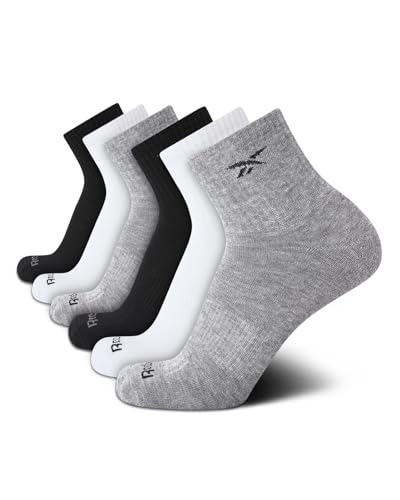 Reebok Men’s Athletic Socks – Cushion High Quarter Cut Socks (6 Pack)