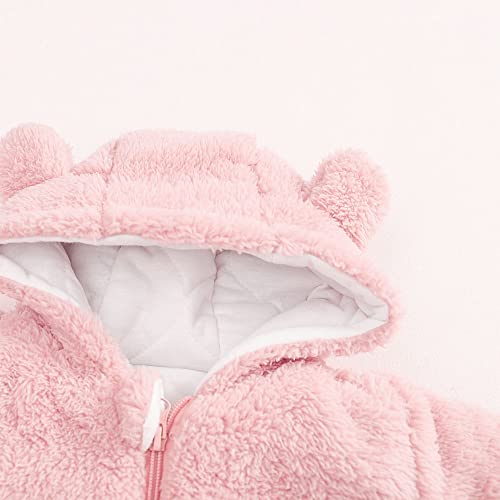 Simplee Kids Baby Infant Boy Girl Winter Warm Snowsuit Outwear Newborn Hooded Footed Romper Jumpsuit For 0-3 Months A-Pink #TOP3