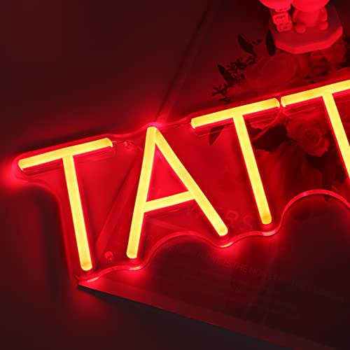 Britrio Tattoo Neon Light Wall Sign For Tattoo Salon Studio Shop Led Fun Wall Art Decor For Business Stores Logo Window Display Man Cave Garage Bedroom Christmas Birthday Gift Red 5V Usb 15.8 In #TOP4
