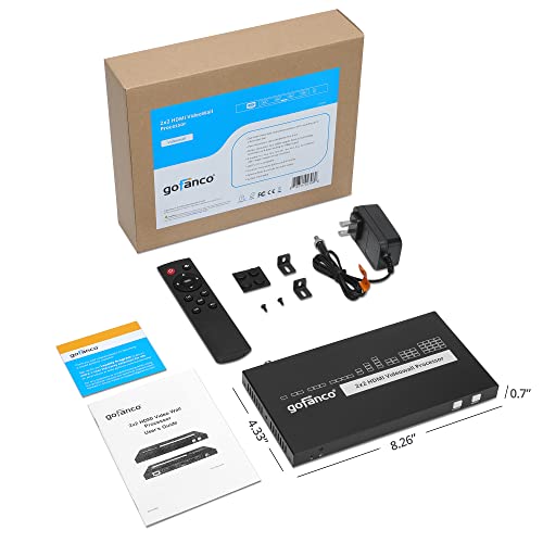 Gofanco 2X2 Video Wall Processor Controller – Fixed 1080P Output, 4K @60Hz Input, 1 Hdmi Input & 4 Outputs, 9 Modes, 180º Rotation, Cascade Up To 4X4, Audio Mute/Unmute (Videowall) #TOP7