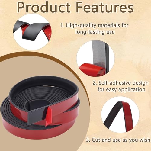 KEORHEZ 10 Meter Dichtungsband Selbstklebend, Gummistreifen, mit Selbstklebender Rückseite für Gummidichtungen, Heimwerker- und Anti-Rutsch-Anwendungen（1.5 mm x 10 m）