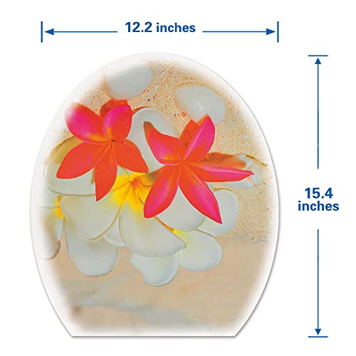 Flower Decor Decals For Toilet Lid Seat Cover Bathtub, Frangipani Flower Stickers For Car Home Removable Waterproof Vinyl Decals For Lavatory Bathroom Washroom #TOP6