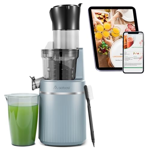 AOBOSI 200W Slow Juicer, Entsafter mit Rückwärts Funktion und zwei Filtergrößen. entsafter gemüse und obst testsieger, multifunktionale entsafter gemüse und obst mit Smart Chip. Obstpresse-Blau
