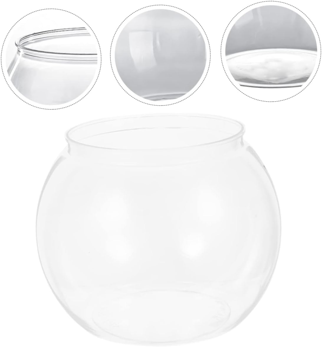 Transparent Plastic Fish Bowl Small Round Aquarium for Betta Fish Goldfish Turtles Easy Maintenance Fall Resistant for Home Office Decor
