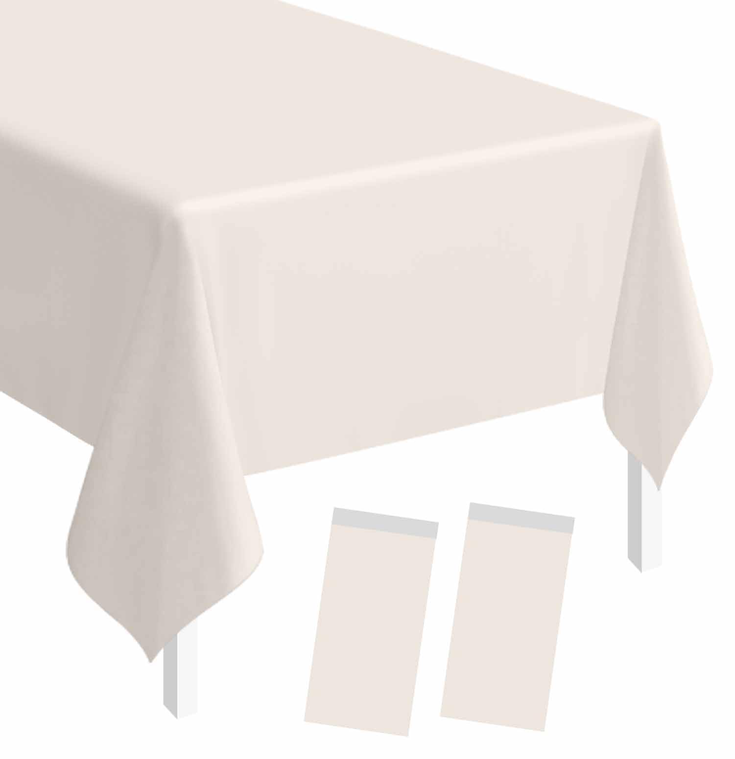 SietDESEO 2 Pack Ivory Plastic Tablecloth Rectangle 54 x 108 Premium Disposable Table Cloth Plastic Ivory Table Cover for Wedding Baby Shower Party Decorations