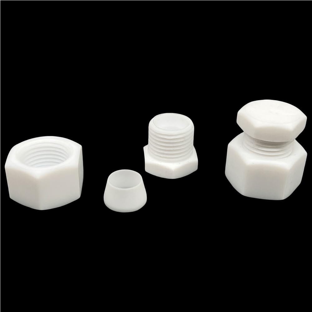 Conector de tubo Conector de unión compresión PTFE con manguito plástico, resistente a altas temperaturas, accesorio tubería confiable, 1 pieza(22mm)